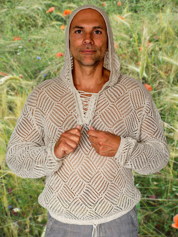 linen hood sweater